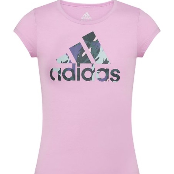 Adidas Other - NEW Adidas Lilac & Grey Camouflage Logo Crewneck Tee. Girls. 5T